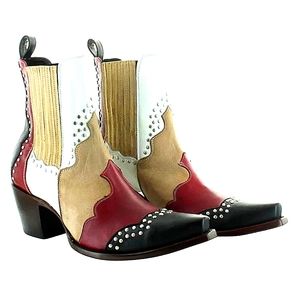 Old Gringo, sz 10, black, red, white, tan with silver nail heads